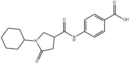 4-[(1-环己基-5-氧代-吡咯烷-3-基)羰基氨基]苯甲酸,931374-39-9,结构式