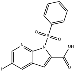 5-Iodo-1-(phenylsulfonyl)-1H-pyrrolo-[2,3-b]pyridine-2-carboxylic acid Structure