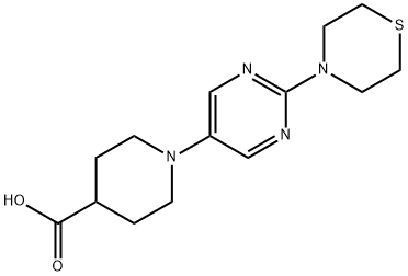 1-(2-Thiomorpholin-4-ylpyrimidin-5-yl)piperidine-4-carboxylic acid Struktur