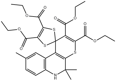 Tetraethyl 5',5',9'-trimethyl-5',6'-dihydrospiro[1,3-dithiole-2,1'-thiopyrano[2,3-c]quinoline]-2' Structure