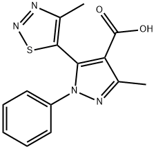 3-Methyl-5-(4-methyl-1,2,3-thiadiazol-5-yl)-1-phenyl-1H-pyrazole-4-carboxylic acid Structure
