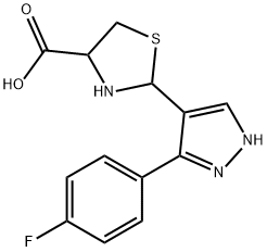 2-[3-(4-Fluorophenyl)-1H-pyrazol-4-yl]-1,3-thiazolidine-4-carboxylic acid 结构式