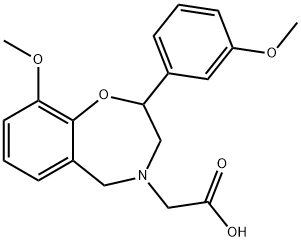 [9-メトキシ-2-(3-メトキシフェニル)-2,3-ジヒドロ-1,4-ベンズオキソアゼピン-4(5H)-イル]酢酸 化学構造式