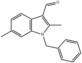 1-ベンジル-2,6-ジメチル-1H-インドール-3-カルブアルデヒド 化学構造式