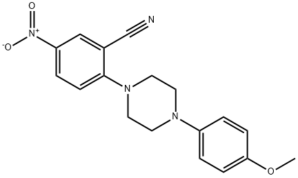 2-(4-(4-甲氧基苯基)哌嗪-1-基)-5-硝基苯甲腈, 451459-93-1, 结构式