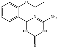 4-アミノ-6-(2-エトキシフェニル)-1,6-ジヒドロ-1,3,5-トリアジン-2-チオール 化学構造式