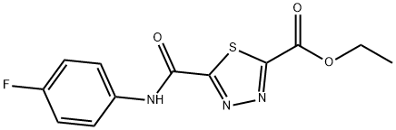 5-{[(4-フルオロフェニル)アミノ]カルボニル}-1,3,4-チアジアゾール-2-カルボン酸エチル 化学構造式