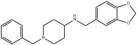 N-(1,3-ベンゾジオキソール-5-イルメチル)-1-ベンジルピペリジン-4-アミン 化学構造式