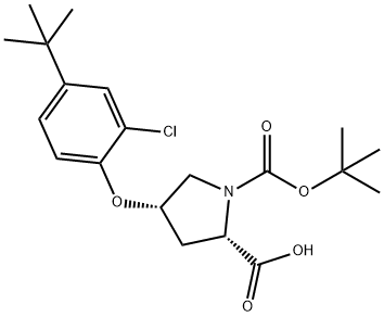 (2S,4S)-1-(tert-Butoxycarbonyl)-4-[4-(tert-butyl)-2-chlorophenoxy]-2-pyrrolidinecarboxylic acid Structure