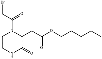 Pentyl 2-[1-(2-bromoacetyl)-3-oxo-2-piperazinyl]-acetate 化学構造式
