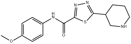 N-(4-甲氧苯基)-5-哌啶-3-基-1,3,4-噻二唑-2-甲酰胺 结构式