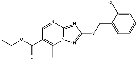 2-[(2-氯苄基)硫代]-7-甲基-[1,2,4]三唑并[1,5-A]嘧啶-6-羧酸乙酯,907971-32-8,结构式