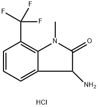 3-氨基-1-甲基-7-(三氟甲基)-1,3-二氢-2H-吲哚-2-酮盐酸盐,1332528-32-1,结构式