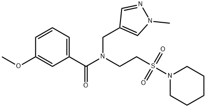 3-Methoxy-N-[(1-methyl-1H-pyrazol-4-yl)methyl]-N-[2-(piperidin-1-ylsulfonyl)ethyl]benzamide Struktur