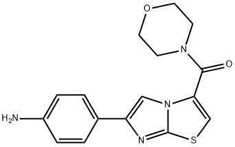 {4-[3-(Morpholin-4-ylcarbonyl)imidazo-[2,1-b][1,3]thiazol-6-yl]phenyl}amine 化学構造式