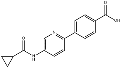 4-{5-[(Cyclopropylcarbonyl)amino]-pyridin-2-yl}benzoic acid 化学構造式