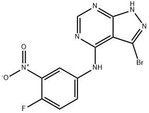 3-Bromo-N-(4-fluoro-3-nitrophenyl)-1H-pyrazolo[3,4-d]pyrimidin-4-amine Structure