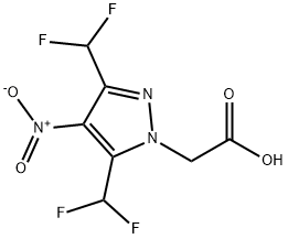 [3,5-Bis(difluoromethyl)-4-nitro-1H-pyrazol-1-yl]acetic acid Struktur