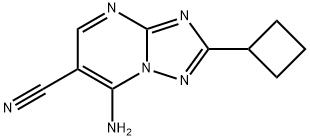 7-Amino-2-cyclobutyl[1,2,4]triazolo-[1,5-a]pyrimidine-6-carbonitrile 化学構造式