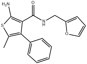 2-氨基-N-(呋喃-2-基甲基)-5-甲基-4-苯基-噻吩-3-甲酰胺, 588692-37-9, 结构式