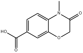 4-メチル-3-オキソ-3,4-ジヒドロ-2H-1,4-ベンゾキサジン-7-カルボン酸 化学構造式