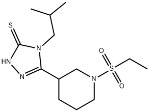5-[1-(Ethylsulfonyl)piperidin-3-yl]-4-isobutyl-4H-1,2,4-triazole-3-thiol 化学構造式
