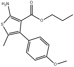 Propyl 2-amino-4-(4-methoxyphenyl)-5-methylthiophene-3-carboxylate 化学構造式