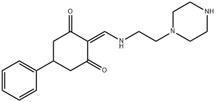 5-phenyl-2-{[(2-piperazin-1-ylethyl)amino]methylene}cyclohexane-1,3-dione Struktur
