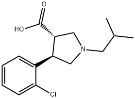 (3S,4R)-4-(2-氯苯基)-1-异丁基吡咯烷-3-羧酸, 1186655-04-8, 结构式