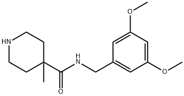 N-(3,5-dimethoxybenzyl)-4-methylpiperidine-4-carboxamide 化学構造式