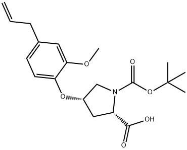 (2S,4S)-4-(4-Allyl-2-methoxyphenoxy)-1-(tert-butoxycarbonyl)-2-pyrrolidinecarboxylic acid Structure