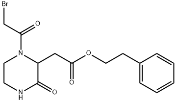 Phenethyl 2-[1-(2-bromoacetyl)-3-oxo-2-piperazinyl]acetate 结构式