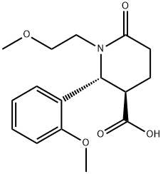 (2R,3R)-1-(2-Methoxy-ethyl)-2-(2-methoxy-phenyl)-6-oxo-piperidine-3-carboxylic acid Struktur