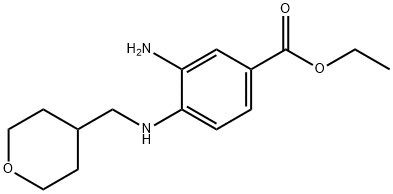 Ethyl 3-amino-4-[(tetrahydro-2H-pyran-4-ylmethyl)-amino]benzoate Struktur