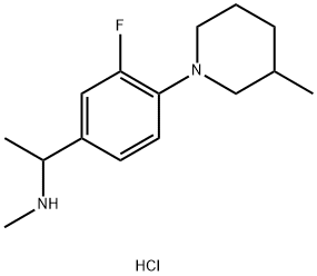 {1-[3-氟-4-(3-甲基哌啶-1-基)苯基]乙基}甲胺盐酸盐 结构式