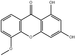 1,3-Dihydroxy-5-methoxy-9H-xanthen-9-one Struktur