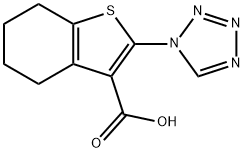 2-(1H-テトラゾール-1-イル)-4,5,6,7-テトラヒドロ-1-ベンゾチオフェン-3-カルボン酸 化学構造式