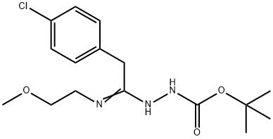 2-(2-(4-氯苯基)-1-((2-甲氧基乙基)亚氨基)乙基)肼-1-羧酸叔丁酯, 1053657-53-6, 结构式