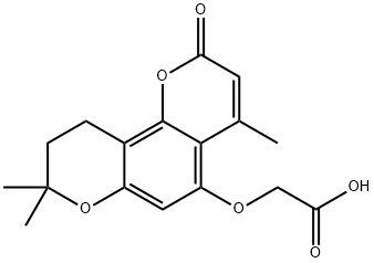 2-[(4,8,8-三甲基-2-氧代-9,10-二氢吡喃并[6,5-H]苯并吡喃-5-基)氧基]乙酸, 888027-28-9, 结构式