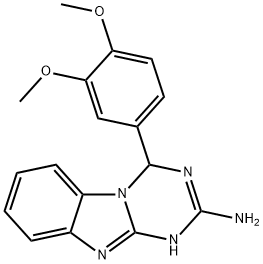 4-(3,4-ジメトキシフェニル)-1,4-ジヒドロ[1,3,5]トリアジノ[1,2-A]ベンズイミダゾール-2-アミン 化学構造式