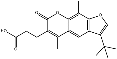 3-(3-叔丁基-7-氧代-5,9-二甲基-呋喃[3,2-G]苯并吡喃-6-基)丙酸,777857-44-0,结构式