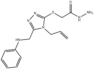 2-{[4-烯丙基-5-(苯胺基甲基)-4H-1,2,4-三唑-3-基]硫代}乙酰肼, 1306738-34-0, 结构式