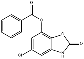 5-Chloro-2-oxo-2,3-dihydro-1,3-benzoxazol-7-yl-benzenecarboxylate 化学構造式