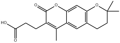 3-(4,8,8-Trimethyl-2-oxo-7,8-dihydro-2H,6H-pyrano[3,2-g]chromen-3-yl)propanoic acid Struktur