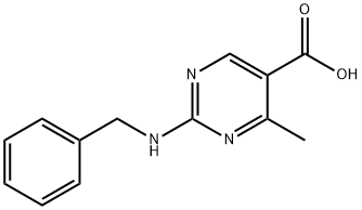 4-甲基-2-(苯基甲基氨基)-5-嘧啶羧酸, 857410-55-0, 结构式