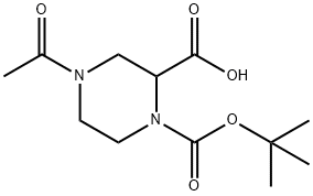 4-Acetyl-piperazine-1,2-dicarboxylic acid 1-tert-butyl ester Struktur