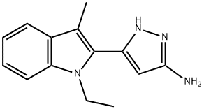 3-(1-乙基-3-甲基-1H-吲哚-2-基)-1H-吡唑-5-胺, 1312616-44-6, 结构式