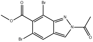 Methyl 2-acetyl-5,7-dibromo-2H-indazole-6-carboxylate Struktur