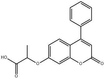 2-[(2-oxo-4-phenyl-2H-chromen-7-yl)oxy]propanoic acid 化学構造式