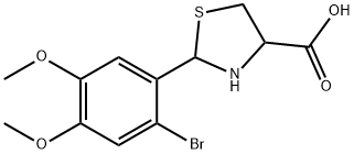 2-(2-Bromo-4,5-dimethoxyphenyl)-1,3-thiazolidine-4-carboxylic acid 化学構造式